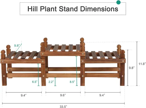 Miniatura 3 de Soporte para plantas de 3 niveles para interiores, banco bajo de madera para múltiples plantas, soporte largo para macetas de esquina