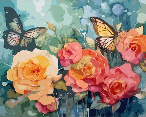 Miniatura 2 de Tucocoo Kits de pintura por números de rosas coloridas de 16 x 20 pulgadas, lienzo digital de pintura al óleo para adultos principiantes con Obras