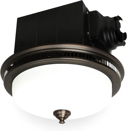 Akicon Extractor de baño con luz, ultra silencioso de 110 CFM 1.5 Sones Ventilación de escape de baño Combo de luz y luz nocturna, 3 años de Blanco