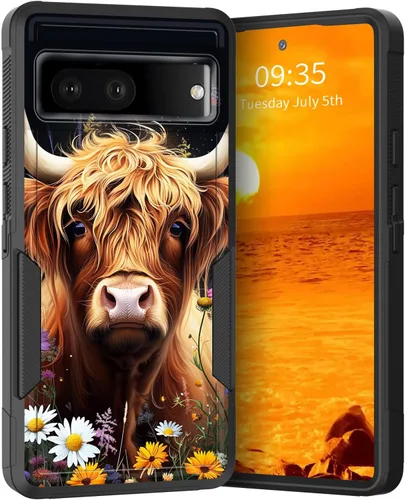 Miniatura 79 de Funda para Pixel 6A, Híbrida de Doble Capa de Servicio Pesado Resistente a Prueba de Golpes PC Duro + Funda Protectora de Silicona Suave para Google