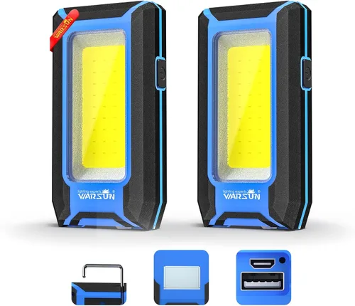 Miniatura 9 de WARSUN Luz de trabajo recargable LED de 2 piezas, luces de trabajo portátiles COB magnéticas, 40 W 1500 lúmenes, gancho colgante de metal, 3 modos