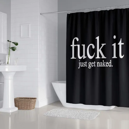 Miniatura 2 de Fuck It Cortina de ducha Get Naked, tela de poliéster, lavable a máquina, impermeable, decoración de baño, ojales de cobre reforzado, regalo, 12