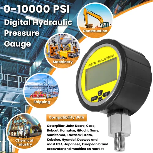 Miniatura 2 de Manómetro de presión hidráulica digital de 10000PSI Sensor de presión Manómetro con conector NPT de 1/4 de pulgada Base Entrada 700BAR/70Mpa 3.15