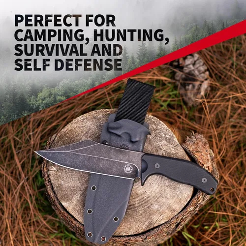 Miniatura 5 de Cuchillo Bowie de hoja fija Caiman XXL de Off-Grid Knives con acero Cryo D2, empuñaduras G10, vaina de Kydex, para acampada, bushcraft, caza, Coyote
