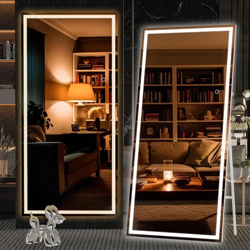 Miniatura 42 de Hasipu Espejo de longitud completa con luces, espejo de pie LED de 65 x 22 pulgadas, espejo de cuerpo completo para vestirse, espejo montado