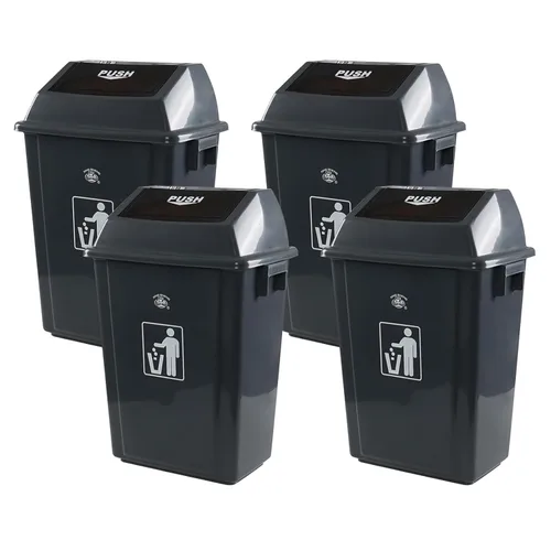 Readsky Bote de basura de plástico para cocina de 13 galones con tapa giratoria, gris, 4 paquetes