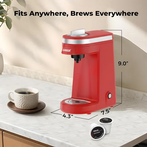 Miniatura 8 de Cafetera Mini CHULUX para Cápsula K, Cafetera de una Sola Porción para Americano de Una Taza, Máquina de Café en Cápsulas Ligera, Roja Rojo