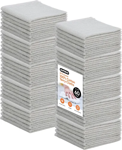 Miniatura 29 de Superio Toallas de rizo de algodón, toallas grises 100% algodón, trapos de limpieza para cuerpo y cara, toallas de spa, multiusos