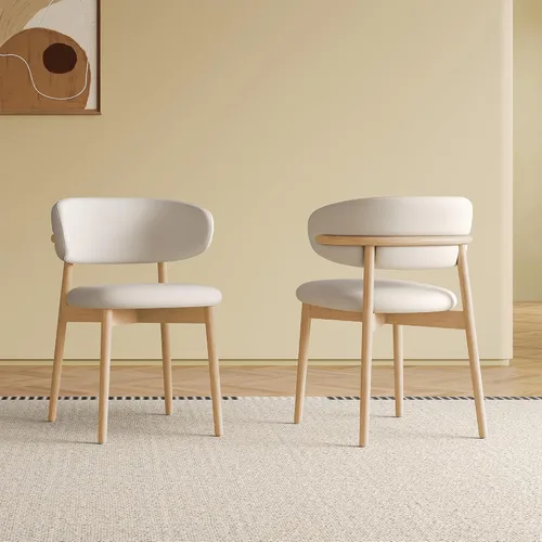 Miniatura 9 de Juego de 2 sillas de comedor modernas, sillas de ocio laterales con cojín de poliuretano con respaldo medio, sillas de cocina tapizadas con patas