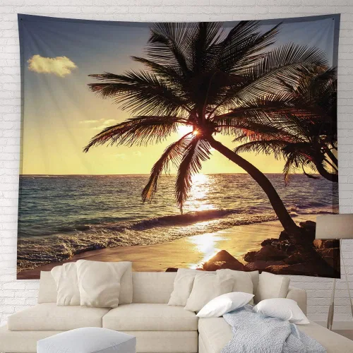 Miniatura 4 de YSATNSFT Tapiz de luna llena sobre océano cielo nocturno estrellado 3D, fantasía, decoración del hogar, manta de pared para dormitorio, sala
