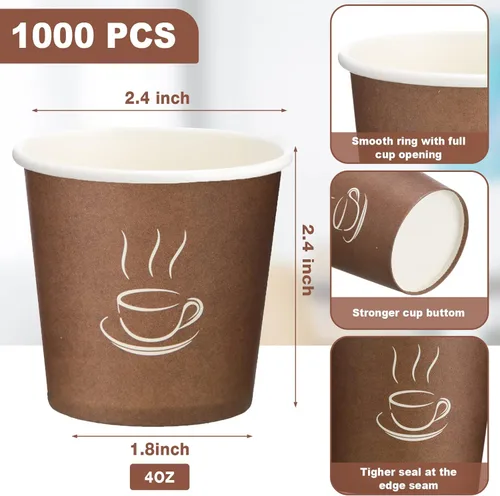 Miniatura 2 de Gerrii 1000 tazas de café pequeñas de papel para expreso, desechables, mini tazas calientes y frías para viajes, fiestas, té, baño, picnic, eventos