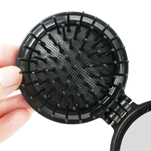 Miniatura 6 de 2 cepillos de pelo plegables para espejo de viaje, peine de pelo de bolsillo, cepillo de pelo con espejo, mini cepillo de pelo redondo para mujeres