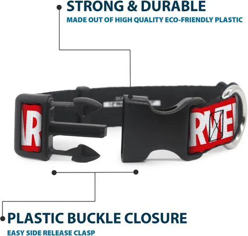 Miniatura 4 de Collar de perro Clip de plástico Marvel Red Brick Logo Rojo Blanco 9 a 15 pulgadas 1.0 pulgadas de ancho