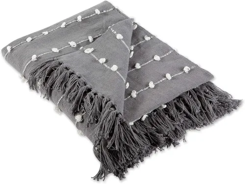 DII - Colección de mantas tejidas con bucles, 50x60, gris