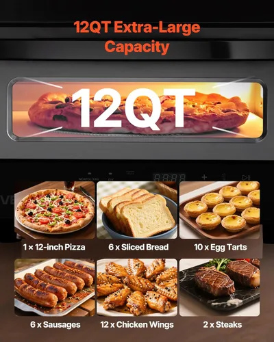 Miniatura 6 de Horno de pizza eléctrico VEVOR, Smart Pizzas Maker interior con 5 ajustes preestablecidos, horno de pizza de encimera de 12 pulgadas con pantalla