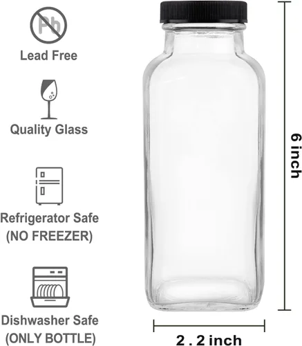 Miniatura 2 de HINGWAH Botellas de vidrio de 12 onzas, juego de 20 botellas de agua de vidrio vintage con tapas, ideales para almacenar jugos, leche, bebidas
