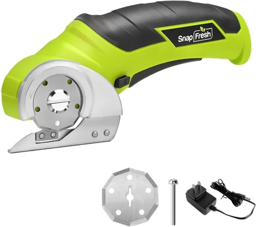 SnapFresh Tijeras Eléctricas Inalámbricas, Cortador de Caja Mini Eléctrico de 4V, Herramienta de Corte de Alfombra y Cartón con Hoja de