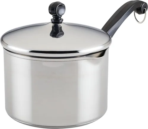 Miniatura 23 de Farberware Tapa clásica de acero inoxidable para freír, Sartén para saltear (2.75 cuartos de galón), Plateado