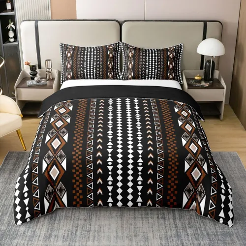 Miniatura 27 de Erosebridal Bohemian 100% Natural Cotton Duvet Cover Twin Country Southwestern Bedding Set Boho Aztec Arrows Diamond Comforter Cover Black Gray