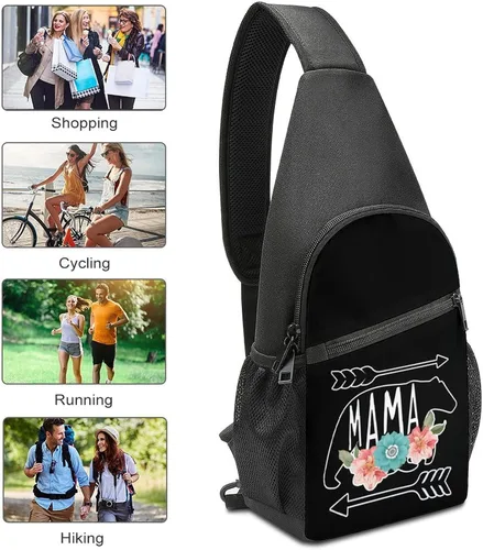 Miniatura 3 de Mama Bear - Mochila cruzada para el hombro, mochila de viaje, senderismo, mochila casual para el pecho para mujeres y hombres, talla única