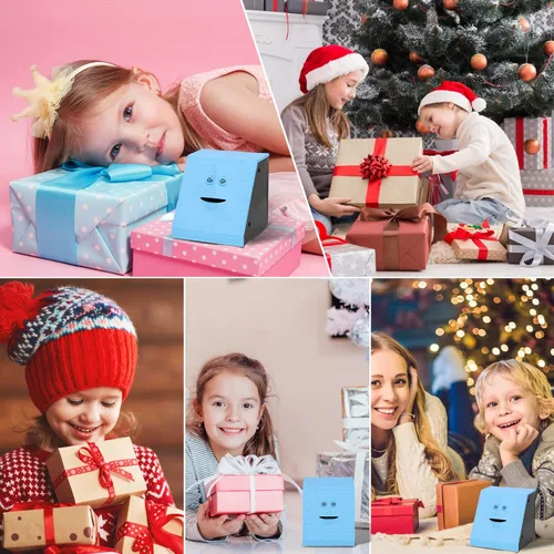 Miniatura 9 de Banco de ahorro para comer monedas, con pilas, caja de ahorro de dinero para niños de 3 años en adelante, para niños, niñas, adultos, Navidad, Azul