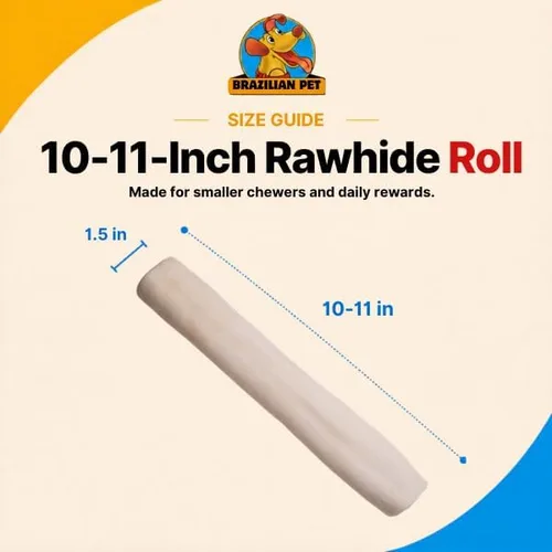 Miniatura 2 de Brazilian Pet Rollos Retriever Premium de 10-11 pulgadas (paquete de 18) - 100% natural hoja individual de cuero crudo