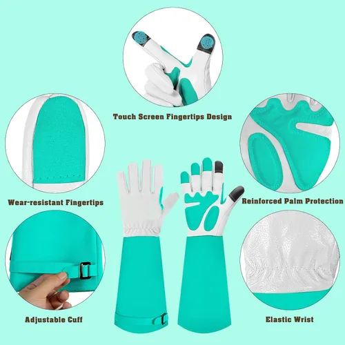 Miniatura 2 de Guantes largos de jardinería para mujeres/hombres, guantes de poda de rosas a prueba de espinas, guantelete resistente, el mejor regalo de jardín