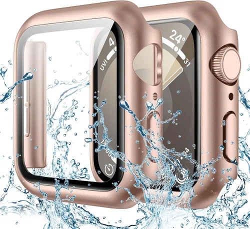 Miniatura 18 de Goton - Funda impermeable para Apple Watch 38 mm Series 3 2 1, protector de pantalla de vidrio templado, protección completa de policarbonato duro