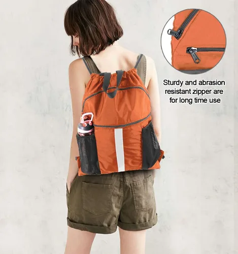 Miniatura 5 de BeeGreen Mochila con cordón y compartimento para zapatos, mochila grande para gimnasio y deportes