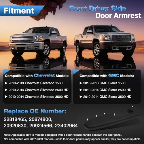 Miniatura 3 de 22818465 Kit de reparación de reposabrazos delantero izquierdo del lado del conductor para Chevy Silverado 1500 2500HD 3500HD 2010-2014 para GMC