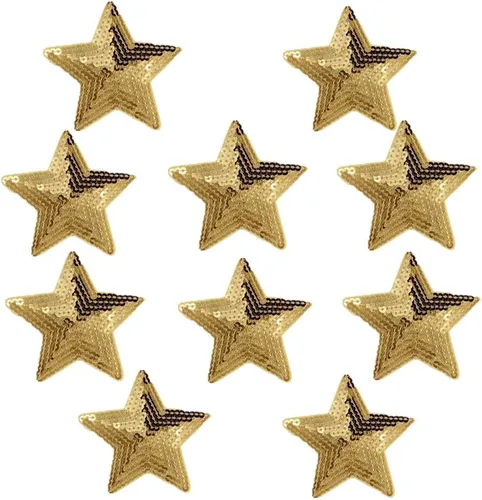 Miniatura 13 de Paquete de 10 parches bordados con lentejuelas brillantes de 5 estrellas para coser con apliques, color rojo