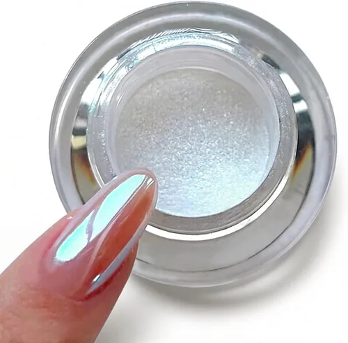 Pretty Diva Polvo de uñas cromado Moonlight, polvo para uñas cromado de unicornio y sirena, polvo de uñas Aurora con efecto iridiscente, pigmento