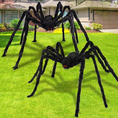 Miniatura 7 de Araña gigante de Halloween de 6.6 pies, decoración de Libay para exteriores, araña peluda grande, araña peluda aterradora, decoración espeluznante
