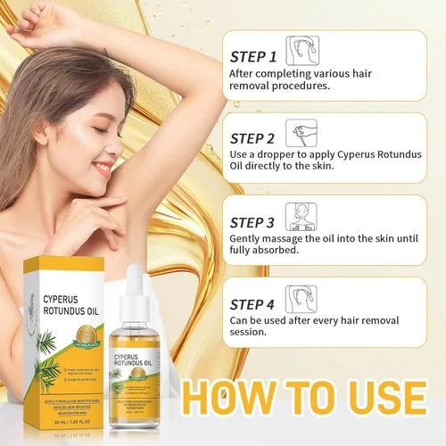 Miniatura 5 de Cyperus Rotundus - Aceite para depilación – Suero natural de crecimiento lento con extracto prensado en frío, tratamiento posterior a la depilación
