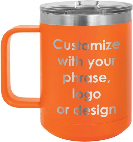 Miniatura 8 de Personalizado Negro 15 oz taza de café w/tapa deslizante superior Añadir su texto personalizado con nombres, frase, diseño o logotipo