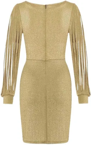 Miniatura 4 de Vestido de Nochevieja sexy sólido con lentejuelas costuras brillantes club de manga larga Mini vestido de lentejuelas para mujer