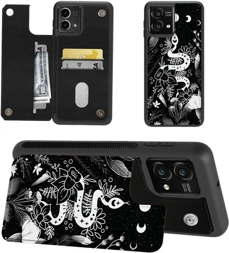 Miniatura 17 de Funda tipo cartera para Moto G Stylus 5G 2023 con soporte para tarjetas, bloqueo RFID, piel sintética, función atril, cierre magnético, funda