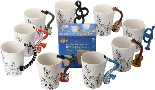 Miniatura 6 de Taza de guitarra de 12.9 onzas, nota musical, té, café, leche, taza de música de cerámica, regalos para guitarristas, músicos, regalo para mujeres