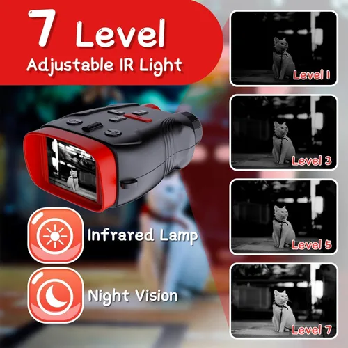 Miniatura 4 de Gafas de visión nocturna para niños con tarjeta de 32 GB, binoculares de visión nocturna para niños con zoom 5X, cámara digital HD 1080P, gran