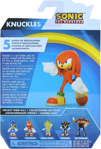 Miniatura 3 de Sonic The Hedgehog Figura de acción de 2.5 pulgadas Knuckles juguete coleccionable, rojo