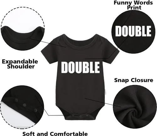 Miniatura 33 de YSCULBUTOL Conjunto de mameluco para bebé gemelos, divertido doble problema, lindo mameluco para niña, mono gemelo, conjunto de sombrero