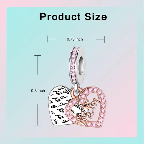 Miniatura 149 de LUXILLA Abalorio de plata de ley 925 para madre, hija, abuela, para familia, amor, madre, hija, abuela, para pulseras, collares, dijes, abalorios