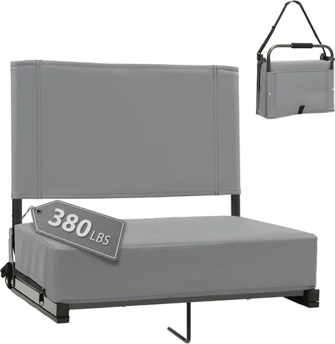 Miniatura 10 de Asientos de estadio con soporte de respaldo - Asiento de grada portátil acolchado con asa y correa para el hombro - Silla de grada de 46.7 cm