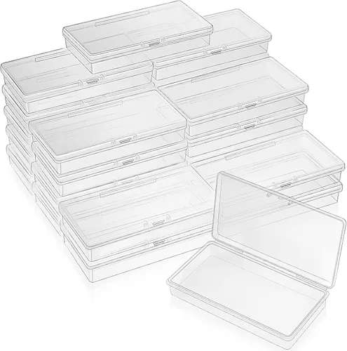 Miniatura 15 de 24 paquetes de recipientes pequeños de plástico transparente para almacenamiento de cuentas con tapa con bisagras para almacenamiento de objetos