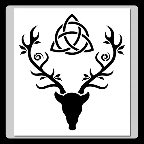 Wiccan - Plantilla de cabeza de ciervo con cuernos con triple nudo (pequeña 8 x 8 pulgadas, dimensiones de la imagen: 6 1/2 x 7)