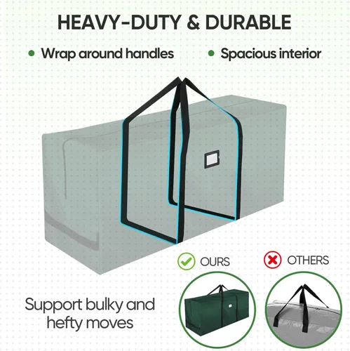 Miniatura 4 de BALEINE - Bolsa para guardar el árbol de Navidad de 9 pies, bolsa extra grande de alta resistencia para árbol de Navidad artificial con asas Verde