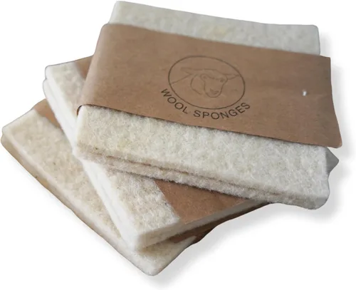 Paquete de 2 esponjas de lana, respetuosas con el medio ambiente, de larga duración y compostables, perfectas para platos, cara, cuerpo y superficies