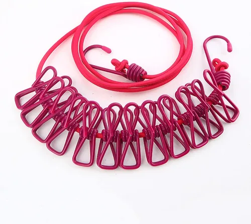Miniatura 7 de 1 tendedero de viaje portátil resistente al viento, tendedero retráctil elástico para ropa con 12 pinzas para la ropa, adecuado para interiores