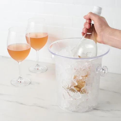 Miniatura 6 de Cubo de Hielo de Acrílico Transparente Verdadero con Asas, Capacidad de 3 Litros, Cubo Duradero para Vino y Champán, Perfecto para Fiestas, BBQs