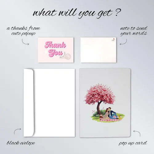 Miniatura 4 de CUTE POPUP Tarjeta de aniversario desplegable 3D para esposa, marido, novia, novio, escena romántica de picnic para pareja, aniversario de boda, te